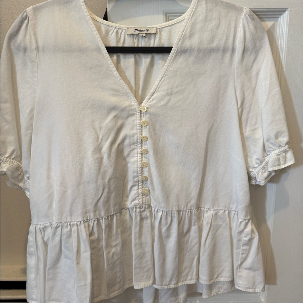 Madewell Ivory Peplum Blouse